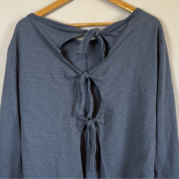 Dylan Brushed Blue Gray Long Sleeve Bow Tie Back Oversized Sweatshirt Size Small - Picture 5 of 9